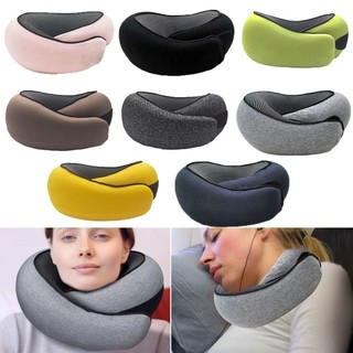Gối cổ du lịch WOAY, Gối xốp có thể điều chỉnh cổ và cằm, hình chữ U mềm mại thoải mái với túi dây rút Đệm máy bay