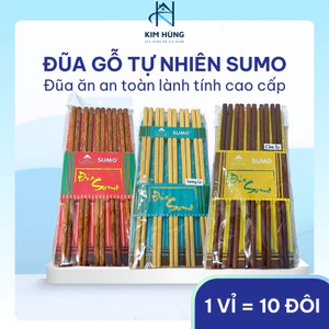 Combo 10 Đôi Đũa Gỗ Tự Nhiên Sumo– Đũa Gỗ Cao Cấp, Không Hóa Chất, An Toàn Cho Sức Khỏe