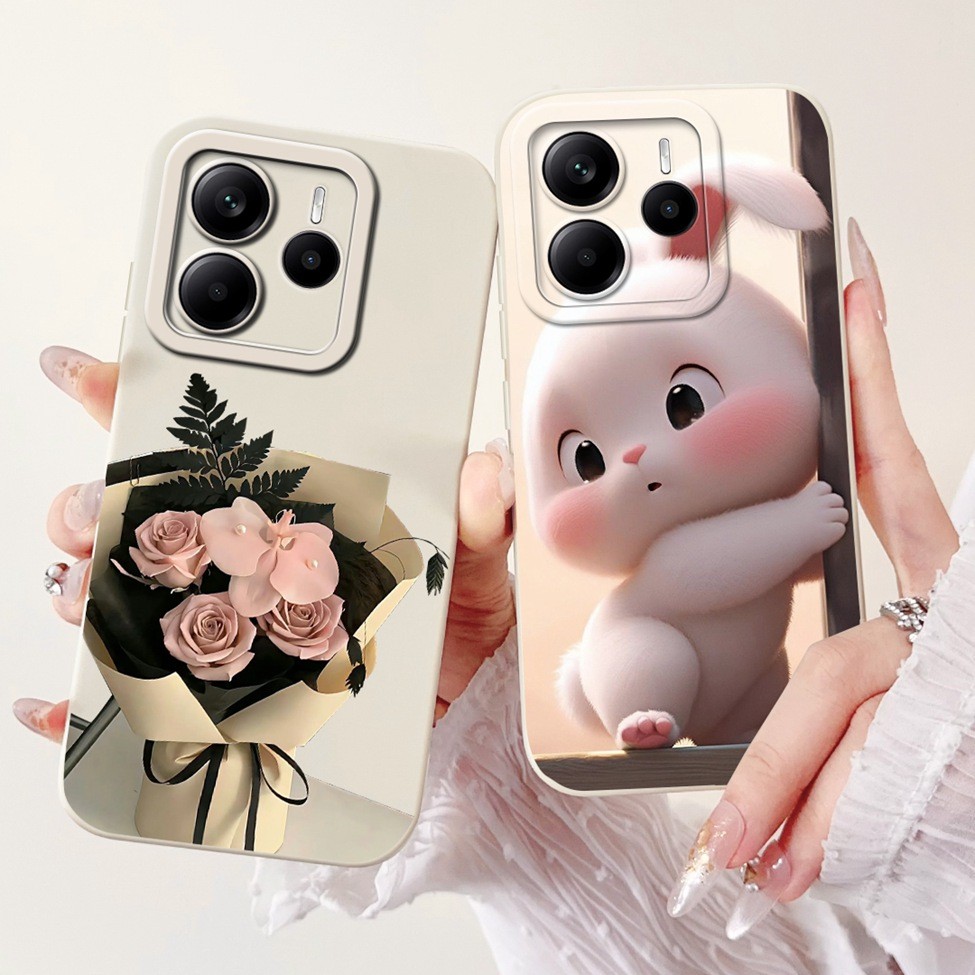 Ốp Lưng Toàn Cầu Cho Redmi Note 14 4G 5G Bao Hoa Thời Trang Sang Trọng Kawaii Girl Mèo Dễ Thương Vỏ Chống Sốc 24117RN76G 24117RN76O 24094RAD4G