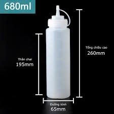 Bình Đựng Sốt (Nhựa) Dung Tích 360ml – 480ml – 680ml – 1000ml | Chống Tràn – Dễ Bóp – Tiện Lợi