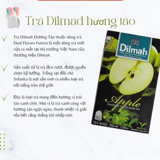 Trà Dilmah Hương Táo - Hộp 30g (20 Túi Lọc), Hương Vị Tươi Mát, Thư Giãn