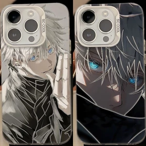 Ốp Điện Thoại Cho Iphone 16 Pro Max 16e 11 12 13 14 15 Pro Max 7 8 Plus XR X XS Vỏ Điện Thoại Di Động Gojo Satoru Anime Jujutsu Kaisen Cao Cấp IMD Chống Sốc Bạc Laser