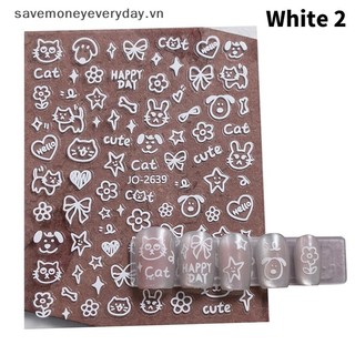 [savemoneyeveryday] Phim Hoạt Hình Mèo Đen Móng Tay Miếng Dán Graffiti Tranh Mèo Con Dễ Thương Đen Trắng Thiết Kế Đề Can Trang Trí Móng Tay Nghệ Thuật [vn]