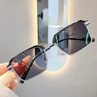 Kính cận thị đổi màu nửa khung thời trang, nam côn đồ đẹp trai, hình vuông hợp thời trang, mặt nhỏ, kính chuyên nghiệp, chống ánh sáng xanh và bảo vệ mắt chống tia cực tím