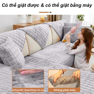 Đệm Lót Ghế Sofa Chống Trượt Cao Cấp, Vỏ Bọc Ghế sofa Vải Nhung Dày, Phù hợp cho cả mùa thu và mùa đông