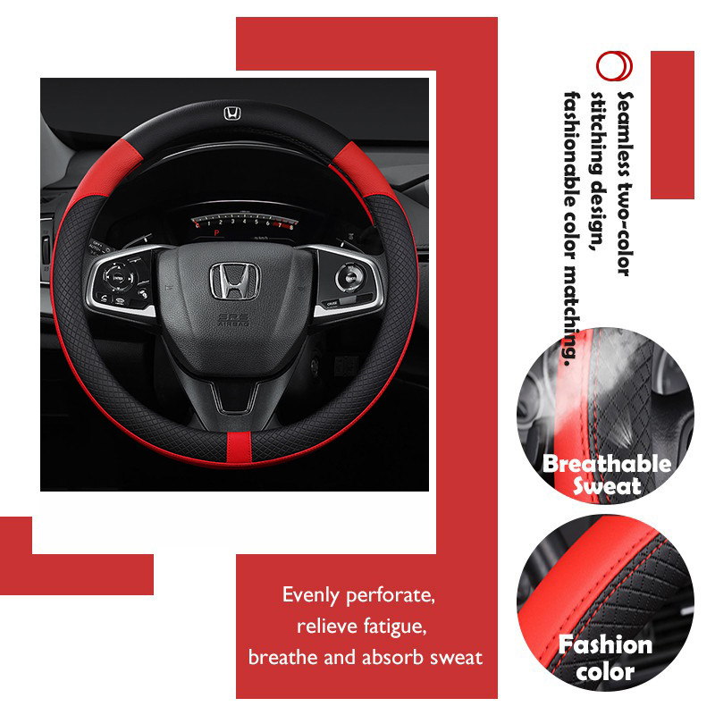 Vỏ bọc vô lăng ô tô bằng da Honda BRV HRV City Civic Jazz Accord CRV 38cm Chống trượt