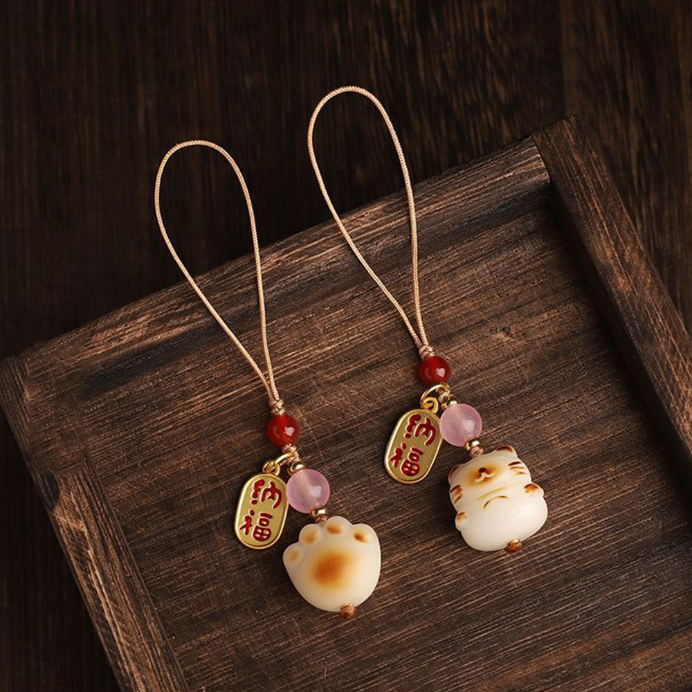 Bầu Túi May Mắn Móng Vuốt Mèo Móc Treo Điện Thoại Di Động Bồ Đề Mặt Dây Treo Ngày Năm Mới