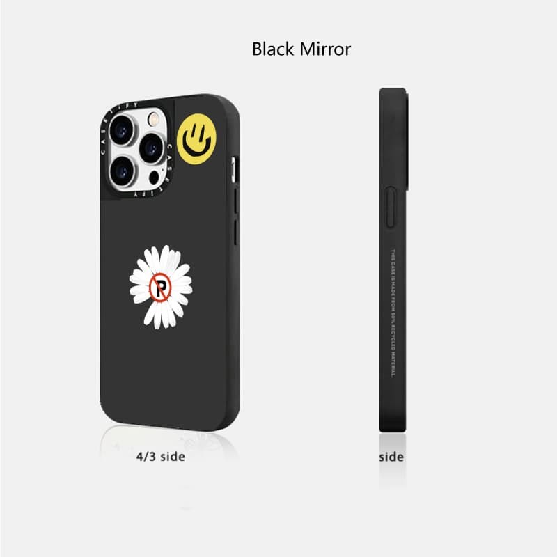 CASETiFY X G-DRAGON Không có hoa cúc cho phép hút từ tính Vỏ iPhone Gương đen & bạc IPhone 16 15 14 13 12 Pro Max Plus Ốp lưng cứng có hộp khắc logo