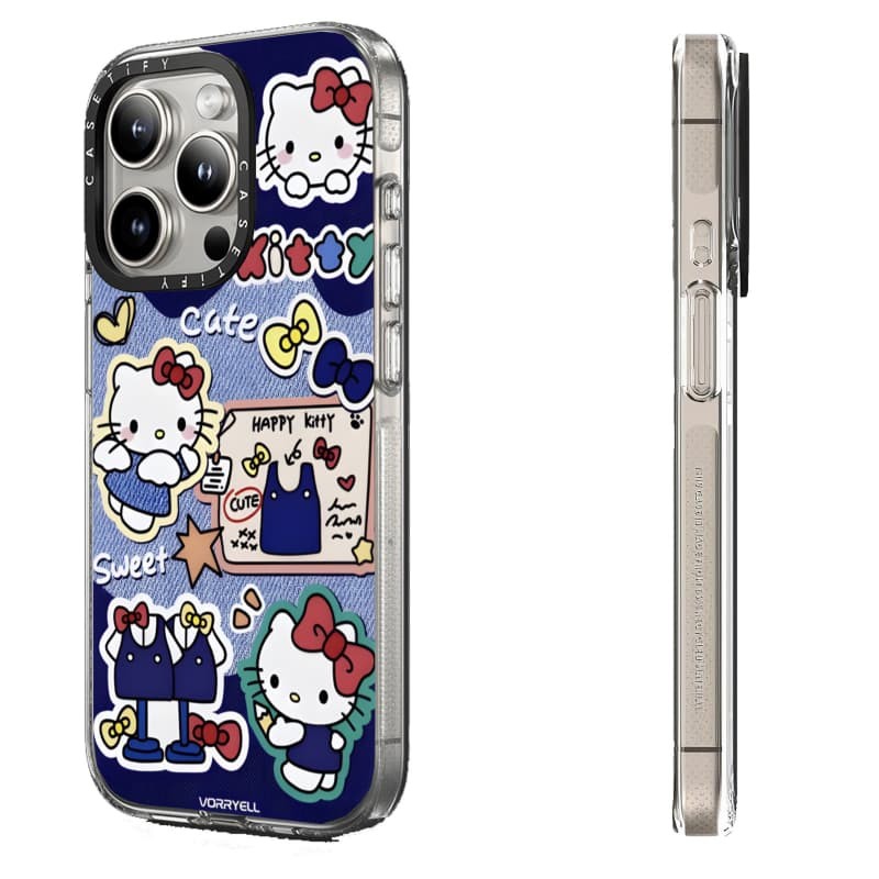 Casetify X Happy Kitty Hút Từ Tính Trong Suốt Cứng Acrylic Lưng TPU Edge Ốp Lưng Điện Thoại Ốp Lưng Tác Động Cho Apple IPhone 13 14 15 16 Pro Max