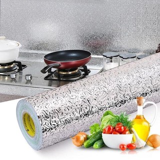 SIÊU DÍNH Cuộn Giấy Bạc Dán Bếp Cách Nhiệt, Miếng Decal Dán Tường Nhà Bếp Chống Thấm Bền Đẹp SUNND