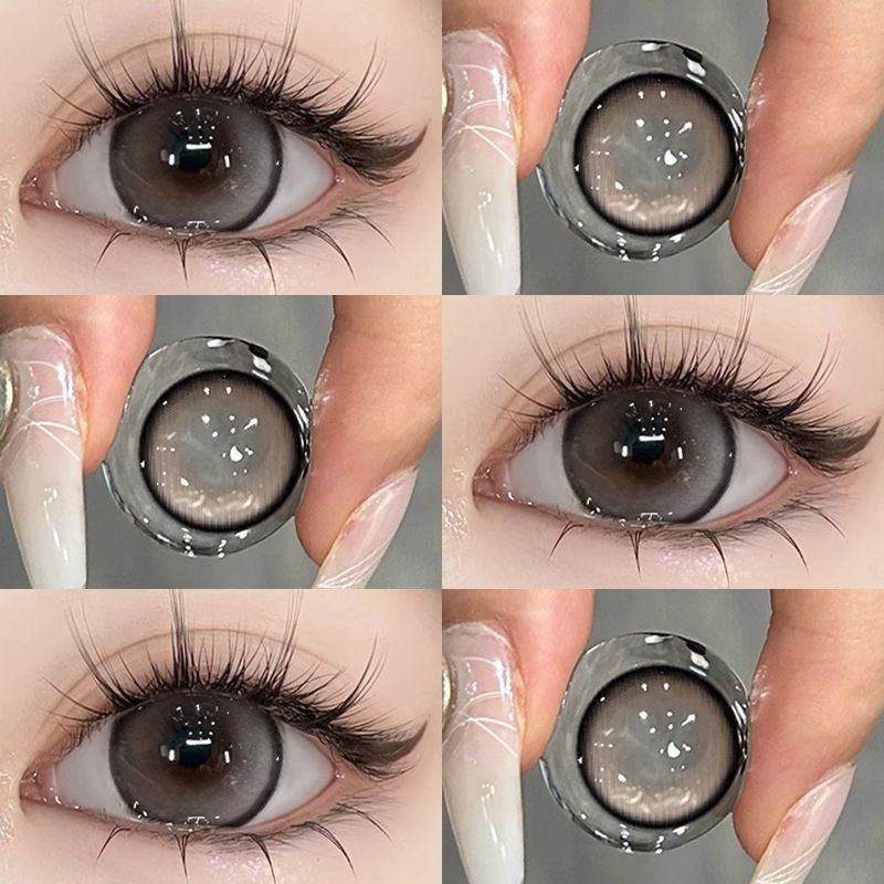 [0.00--6.00] Kính áp tròng Set 2 chiếc Ống kính áp tròng màu xám 14,5mm một năm 0,00---6,00 độ 03