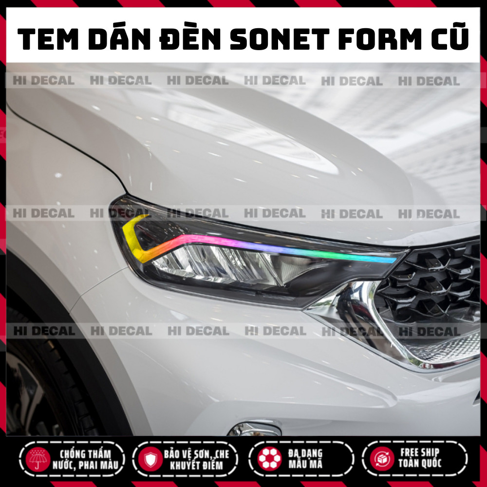 Tem dán đèn Sonet 2020 - 2023 form cũ, Tem trang trí xe chống nước, bền màu, chịu nhiệt tốt