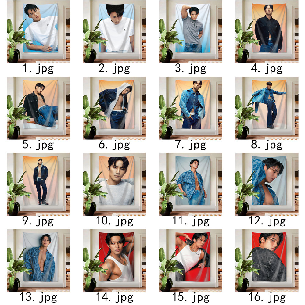 Kpop SEVENTEEN Kim Mingyu Tấm thảm treo tường có kẹp Tấm thảm Polyester Treo tường phòng ngủ