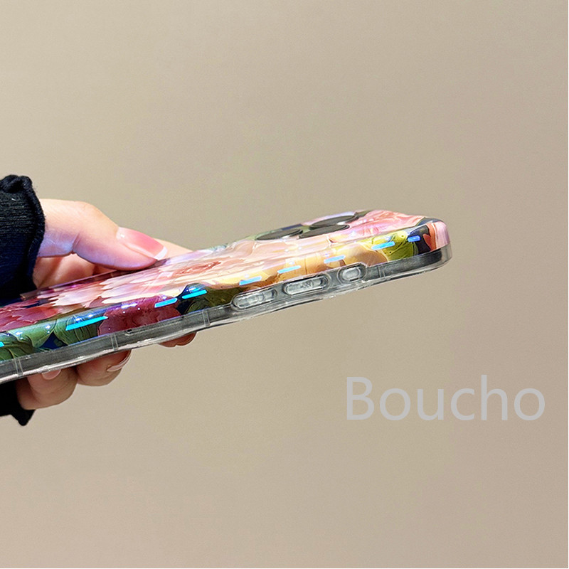 Dành Cho iPhone 16 15 14 14 plus 13 12 11 Pro Max Tranh Sơn Dầu Hoa Ốp Lưng Điện Thoại Có Dây Xích Cho iPhone 16 Pro Max 12promax Mềm IMD Chống Sốc Ốp Lưng Vồng Khung
