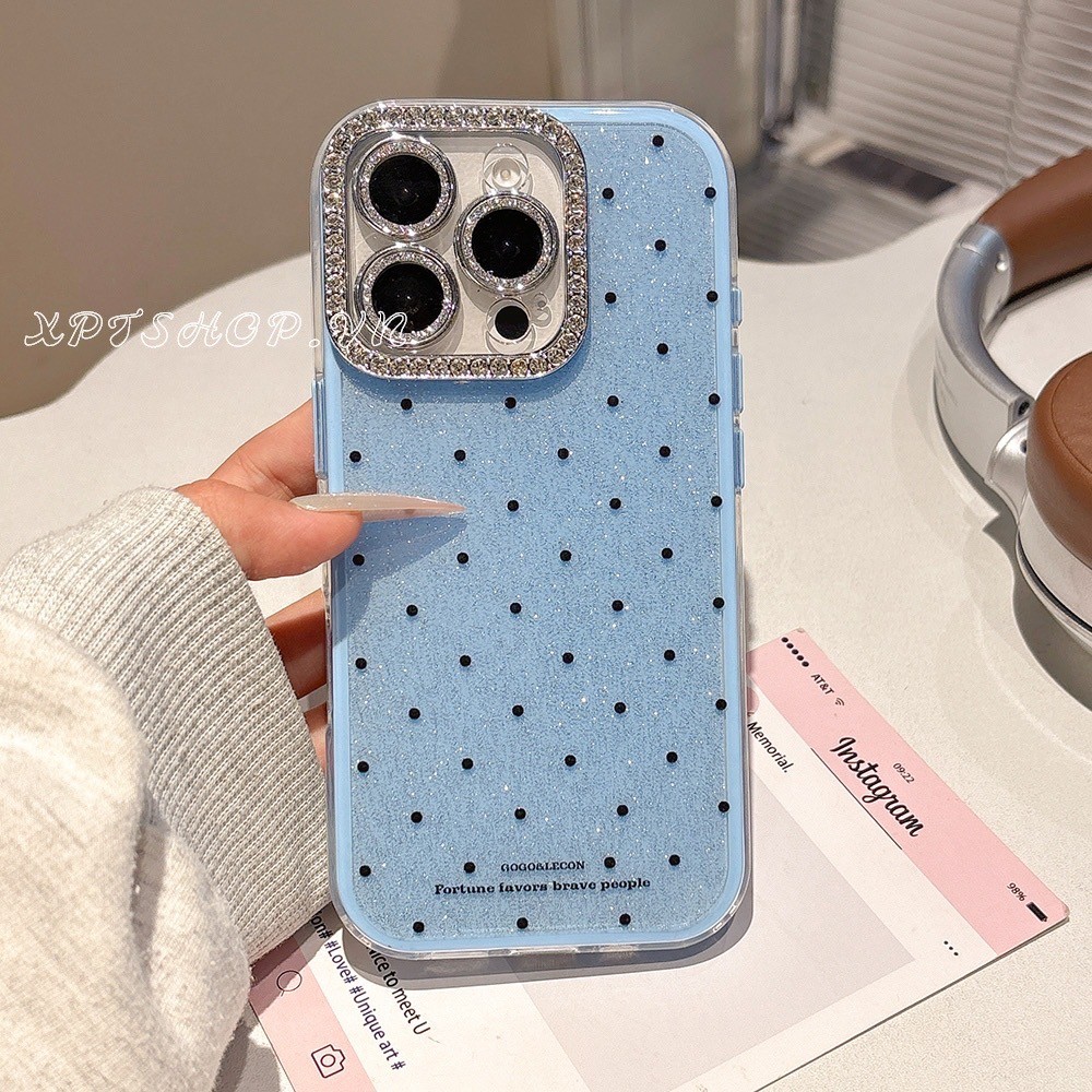 Ốp Điện Thoại Acrylic GLITTER Chấm Bi Cho iPhone 17ProMax 16Plus 15 14 13 12 11 Vỏ Bảo Vệ Chống Sốc
