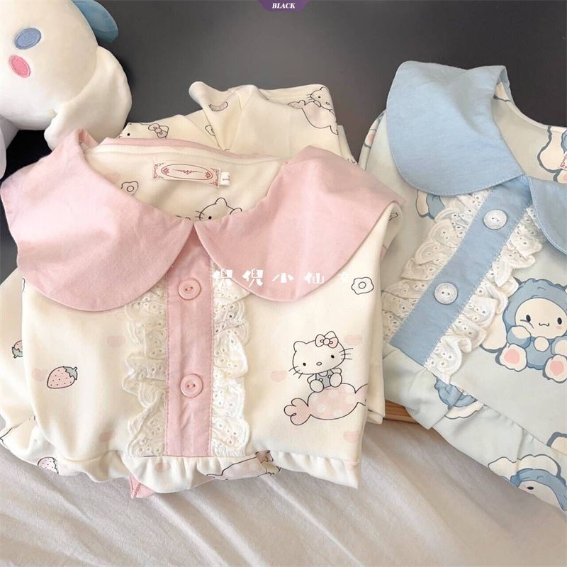 Bộ Đồ Ngủ Hello Kitty Dễ Thương Nữ Mùa Hè Mới Ins Nhật Bản Hoạt Hình Tay Ngắn Mặc Ở Nhà [BL]