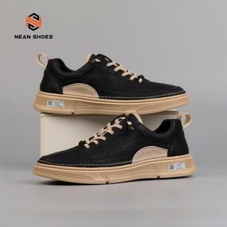 Giày sneaker nam da nappa dây thông minh co giãn đế cao su đúc tăng chiều cao 4 cm Đế Bằng