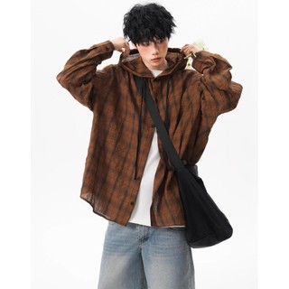 GKSSS Áo khoác chống nắng có mũ trùm đầu kẻ sọc mới vải lụa băng mỏng phong cách trung tính