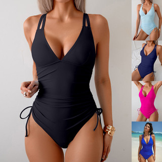 Một Mảnh Đồ Bơi Nữ 2025 Châu Âu Mỹ Xuyên Biên Giới Màu Trơn Đồ Bơi Bikini Nước Ngoài T