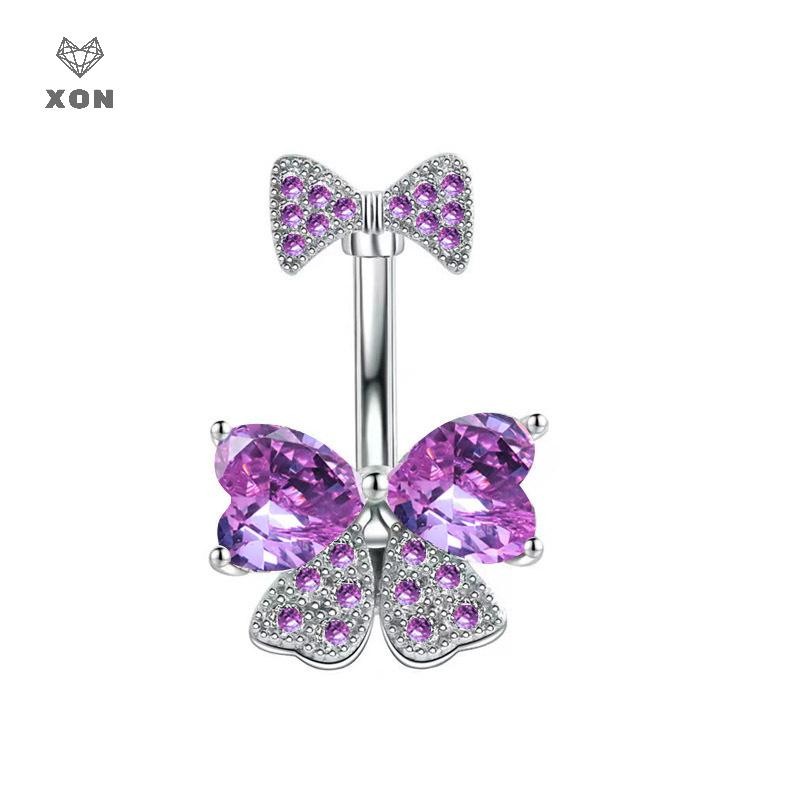 XON Khuyên Rốn Hình Nơ Đính Đá Zircon Thời Trang Cho Nữ