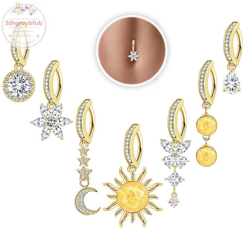 STHB Thời Trang Tinh Tế Bụng Nút Gợi Cảm Cơ Thể Xuyên Trang Sức Nữ Zircon Rốn Barbell Thời Trang Bụng Nhẫn Tặng VN