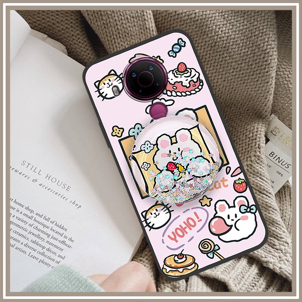 Có Thể Xoay Được Đứng TPU Ốp Lưng Điện Thoại Nokia 5.4 Đơn Giản Thiết Kế Thời Trang Cát Trôi Chống Bụi Bẩn Lấp Lánh Hoạt Hình Chống Thấm Nước Da Dễ Thương Cảm Giác Silicon Lấp Lánh Chân Đế Cát lún