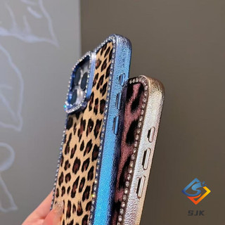 [Sizzling Leopard] Ốp điện TPU cho iPhone 16 15 14 13 12 11 Pro Max | Vỏ chống trượt chống sốc Thiết kế kim cương mạ điện