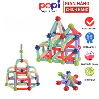 Bộ Xếp Hình Nam Châm 64 Chi Tiết – Đồ Chơi Montessori Từ Tính Thông Minh, An Toàn Cho Bé