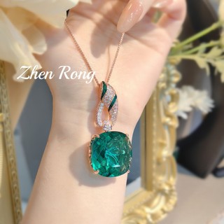 Châu Âu Mỹ ins Phong Cách Mới Kim Cương Phóng Đại Ngọc Lục Bảo Nhiều Màu Sắc Vòng Cổ Kho Báu Nữ
