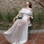 Klalien Thanh Lịch Đầm Maxi Slash Cổ Không Tay Hình Eo Lưng Lưới Chắp Vá Chắp Xếp Mùa Hè Cao Cấp Thường Ngày Gợi Cảm Thời Trang Mới Nữ