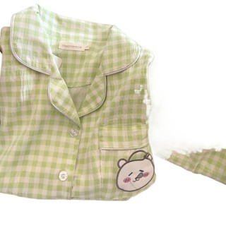 Kẻ Sọc Tự Phản Hồi Gấu Bộ Đồ Ngủ Nữ Mùa Hè Mới Quần Short Tay Ngắn Phong Cách Nhật Bản Dễ Thương Sinh Viên Nhà Quần Áo Phù Hợp Với Mặc Ngoài