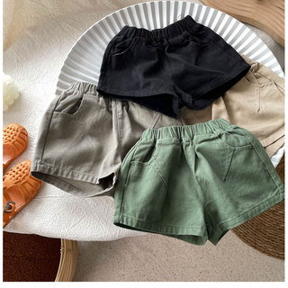 Quần short cotton mùa hè cho bé trai và bé gái, phong cách Hàn Quốc, rộng rãi, quần màu trơn thường ngày cho trẻ em