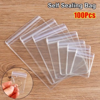[Còn hàng] HOMELYHUB 100 chiếc Túi tự niêm phong, Túi khóa kéo trong suốt có thể đóng lại, Túi đựng trang sức bằng nhựa PVC chống bụi Vòng đeo tay vòng cổ