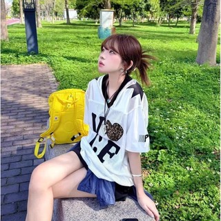 GKSSS Áo thun mới tay ngắn phong cách đường phố cổ điển kiểu Mỹ khô nhanh cổ chữ V lưới phong cách trung tính
