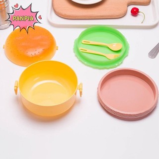 Pnpia Hamburger Hình Hộp Cơm Trưa Hai Lớp Dễ Thương Burger Bento Hộp Đựng Thực Phẩm Bộ Boutique