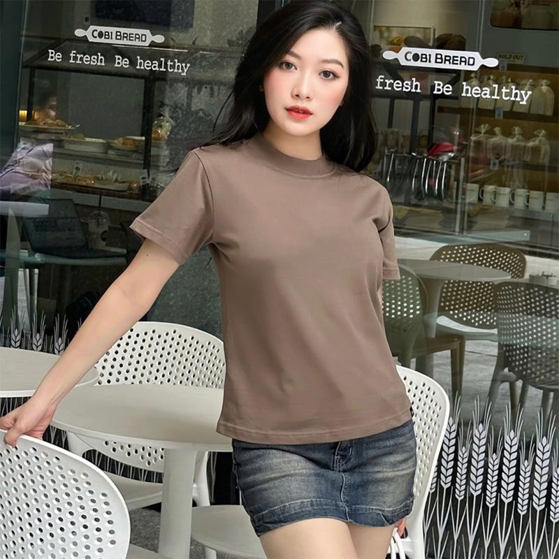 Áo Thun Baby Tee Nữ Trơn Dáng Ôm Cổ Tròn, Tay Ngắn Đơn Giản A5784