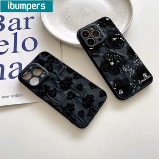 ibumpers Ốp Lưng iPhone Xinh Họa Màu Đen Tiết Hoa Ốp Điện Thoại Silicon Mềm Chống Sốc Chống Bẩn Cho Iphone 16 15 14 12 13 11 Pro Max IP 7 8 Plus X XS XR