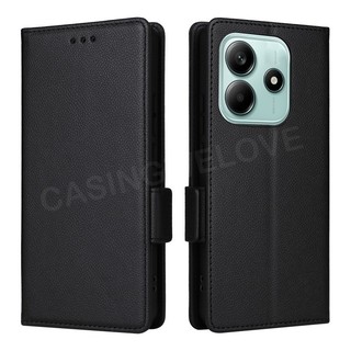 Ốp Lưng Cho Redmi Note 14 Note14 15 14 Pro Pro + Note15 4G 5G Sang Trọng Lật Da Bên Khóa Lychee Họa Tiết Vỏ Điện Thoại Khe Cắm Thẻ Ví Đứng Giá Đỡ Vỏ Điện Thoại Chống Sốc