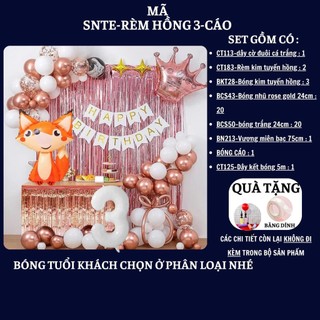 Set Bóng Trang Trí Sinh Nhật Tuổi Meo,tuổi Mão, thôi nôi, 12 con giáp cho bé gái - bé trai SNTE-RÈM HỒNG 3-CÁO Cao su