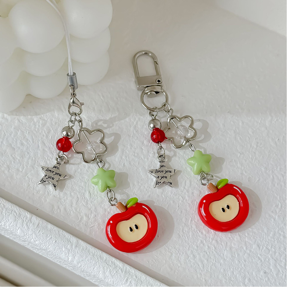 Móc Khóa Phụ Kiện Tế Bào Móc Khóa Túi Treo Dây Xích Di Động Bé Gái Ngọt Ngào Dễ Thương Quả Táo Dâu