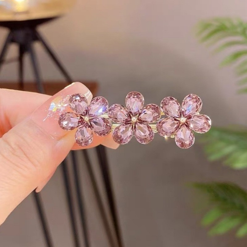Mauropoli [Hàng có sẵn] Kẹp tóc phong cách mới Dongdaemun Hàn Quốc Tính khí cao cấp Kẹp tóc gãy bên thạch anh tím Hoa Nổ Mũ đội đầu Kẹp bên nữ