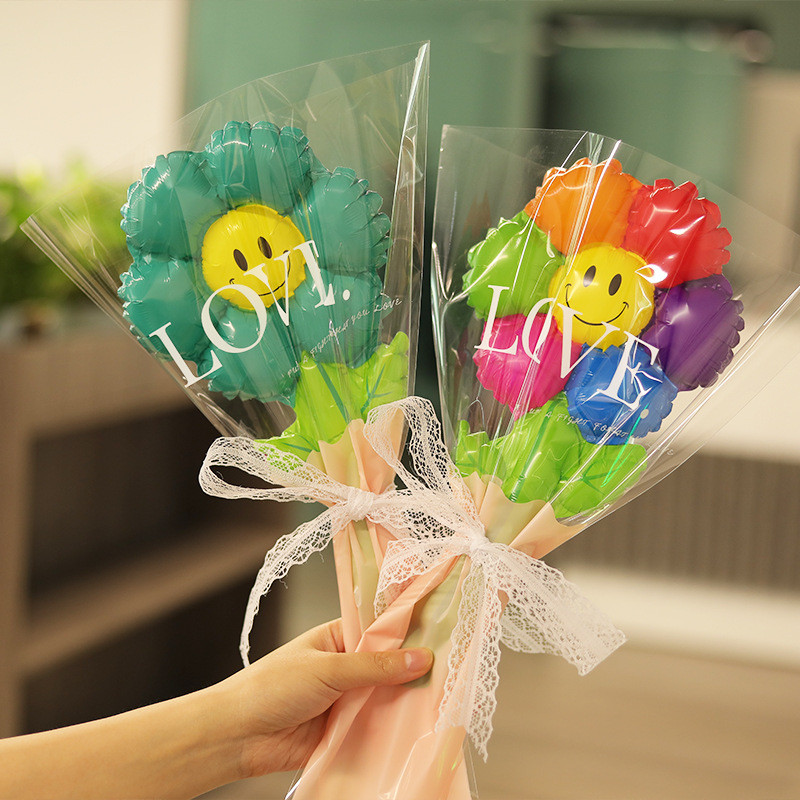 Lá Xanh Hoa Cúc Lá Cầm Tay Bóng Bay Mặt Cười Hoa Hướng Dương Ballon Trang Trí Lễ Tình Nhân