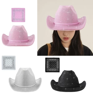 Bộ khăn trùm đầu và mũ YOI Bandana Mũ cao bồi lấp lánh cho lễ hội âm nhạc lễ hội