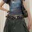 Đai Sequin FUJIZOU, Đai Khóa Kim Loại Bông Tai Kẹp Phong Cách Hàn Quốc, Thời Trang Rách Thẩm Mỹ Y2k Denim Thắt Lưng Rộng Phụ Kiện Quần Áo