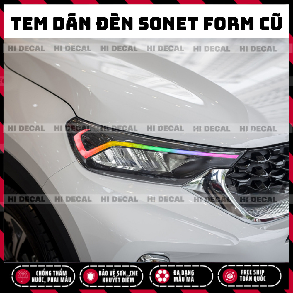 Tem dán đèn Sonet 2020 - 2023 form cũ, Tem trang trí xe chống nước, bền màu, chịu nhiệt tốt