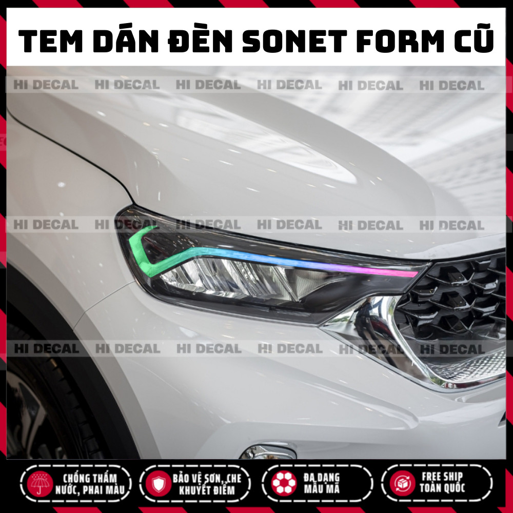 Tem dán đèn Sonet 2020 - 2023 form cũ, Tem trang trí xe chống nước, bền màu, chịu nhiệt tốt