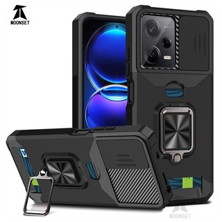 Dành Cho Redmi Note 12 Pro 5G Ốp Lưng Có Trượt Camera Bao Đựng Thẻ Vòng Chân Đế Chịu Lực Bảo Vệ Mỏng Bao Da