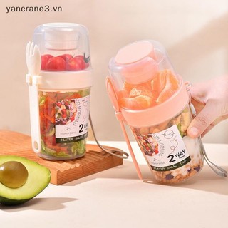 {YAN3} Cốc Salad Hai Lớp Di Động Bột Yến Mạch Ngũ Cốc Hạt Sữa Chua Salad Bộ Hộp Đựng Có Nĩa Hộp Cơm Trưa Trường Học Hộp Bảo Quản Thực Phẩm {yancrane3.vn}