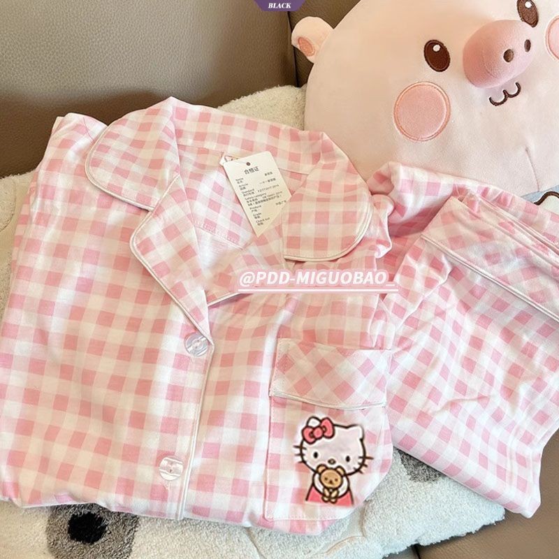 Bộ đồ ngủ in họa tiết da báo cao cấp dành cho nữ Xuân Thu Áo len Cardigan dài tay đơn giản Bộ đồ mặc nhà ngọt ngào [BL]