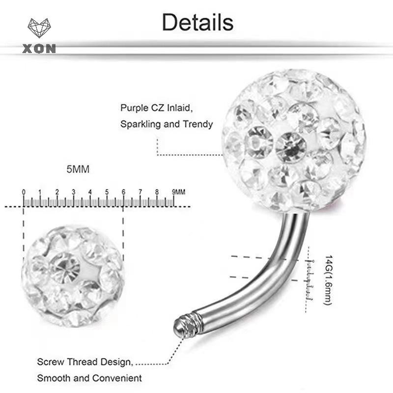 XON 1 Khuyên Rốn Bằng Thép Không Gỉ Đính Đá Zircon Dễ Thương